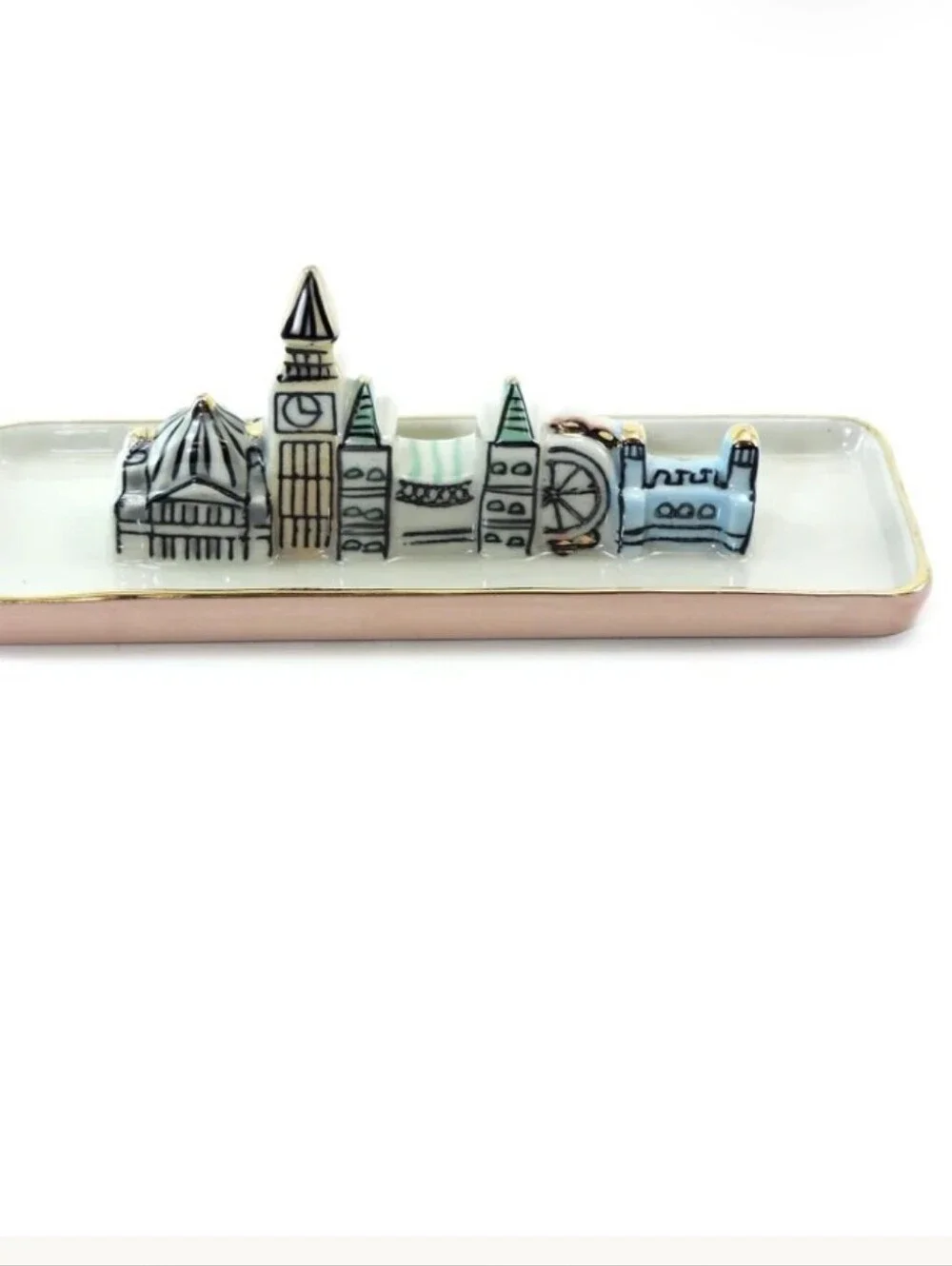 Anthropologie London Ceramic Trinket Dish - Hand-painted Skyline Cityscape Jewel